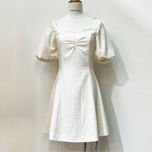 汤米诺夏季纯色方领连衣裙