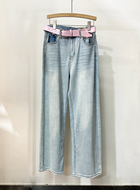 Time RoaD/汤米诺新款高腰牛仔裤女夏2025年宽松显瘦窄版阔腿裤女