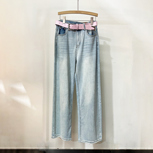 Time RoaD/汤米诺新款高腰牛仔裤女夏2025年宽松显瘦窄版阔腿裤女