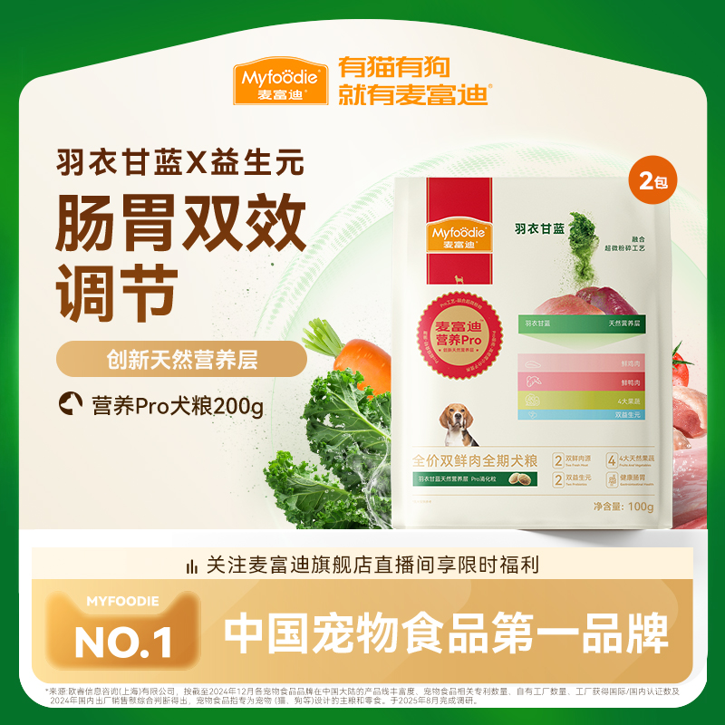 【会员试用装】麦富迪狗粮营养pro成犬幼犬粮小型犬天然粮100g*2