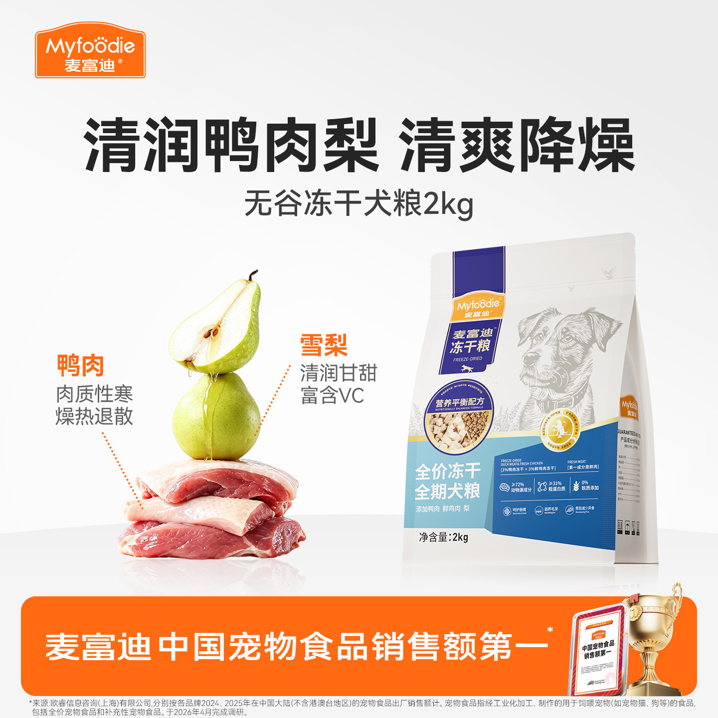 麦富迪狗粮鸭肉梨冻干双拼成犬幼犬粮小型犬无谷牛肉蓝莓全期犬粮