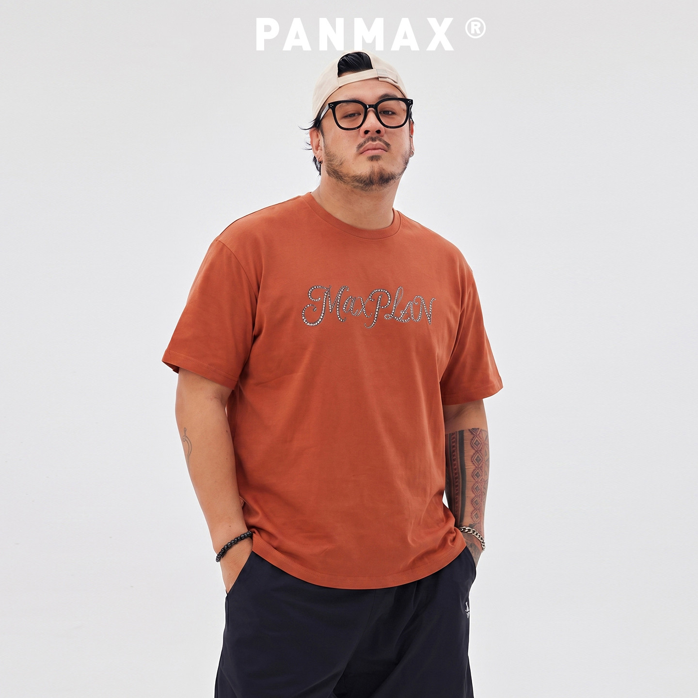 美式复古字母T恤男PANMAX大码