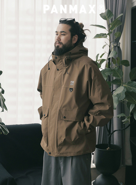 PANMAX潮牌大码男装春秋冬户外休闲连帽夹克棉服多口袋工装外套