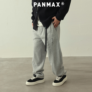 PANMAX潮牌大码男装卫裤秋冬亲肤棉质抽绳保暖加厚宽松直筒运动裤