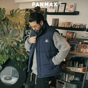 PANMAX潮牌大码男装秋冬棉马甲保暖无袖外套立领工装背心