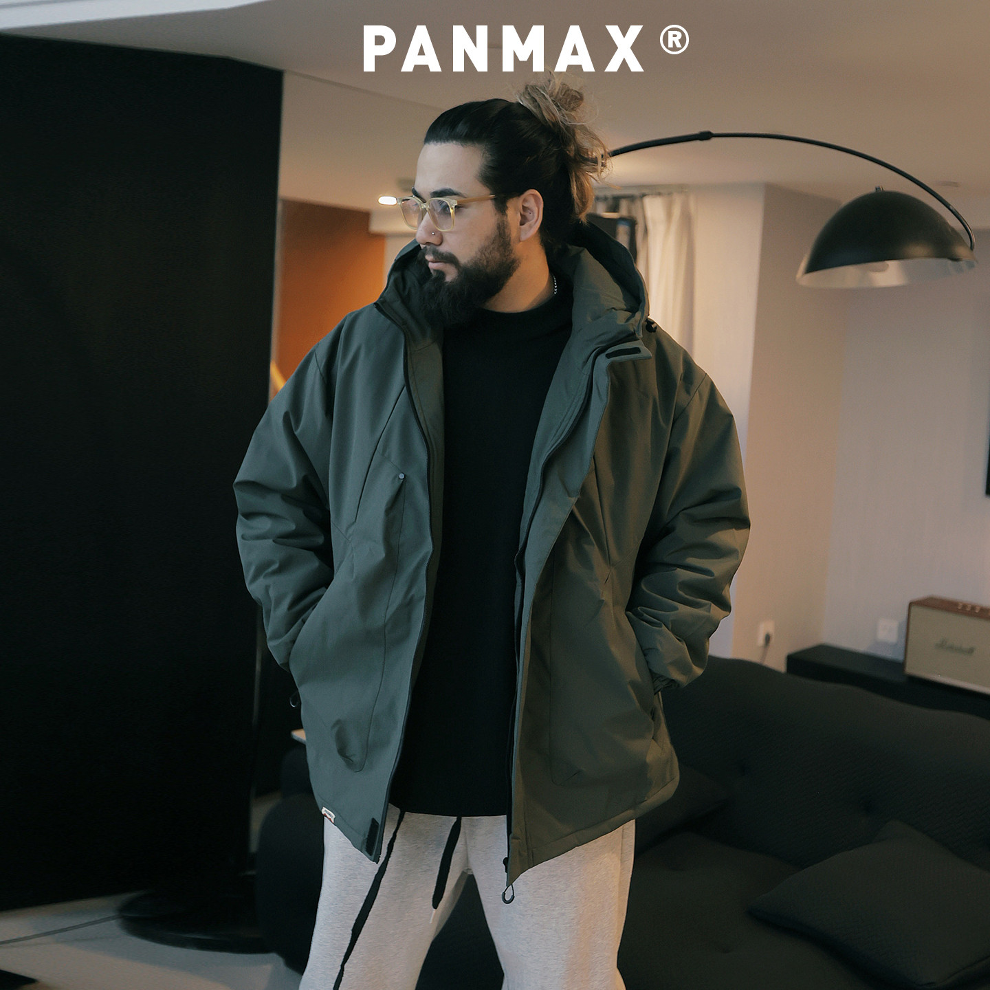 PANMAX大码潮牌男装冬连帽加大工装棉服外套夹克保暖宽松防风