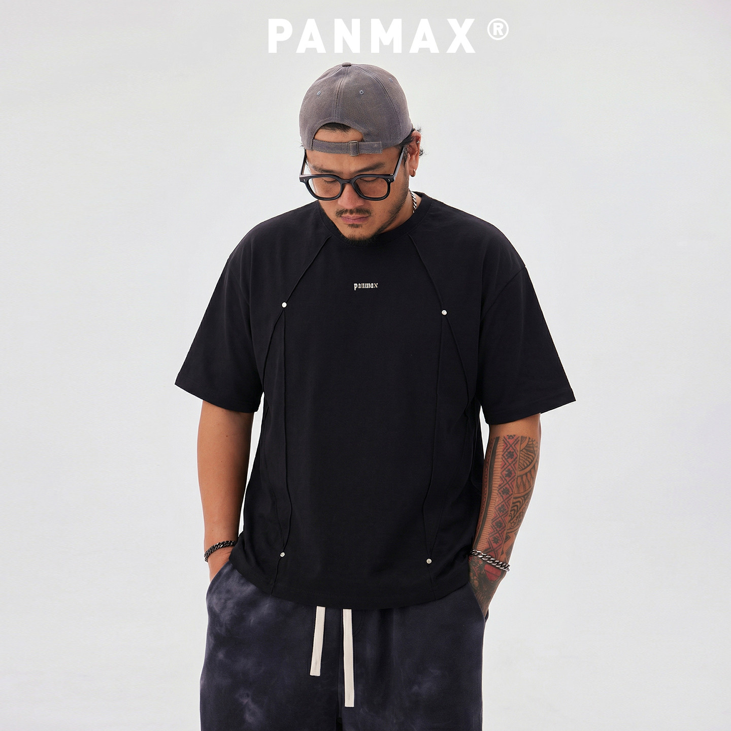 PANMAX潮牌大码男装青春活力风常规款T恤套头廓形显瘦短袖圆领