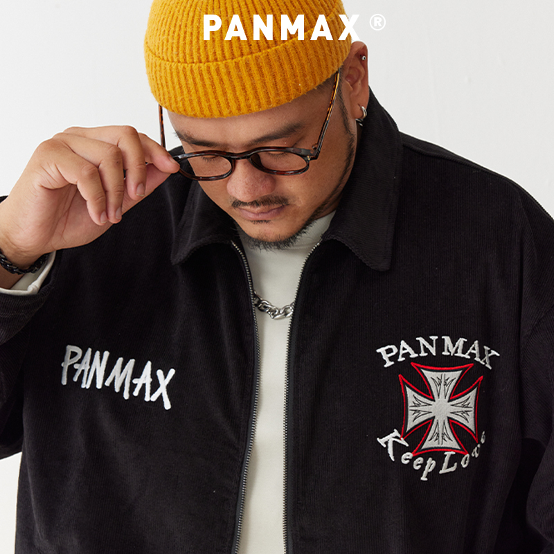 PANMAX潮牌大码男装2025秋冬新款男士外套青年百搭立领宽松上衣