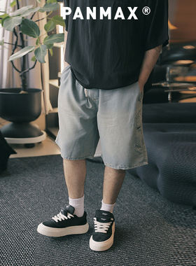 PANMAX大码男装潮牌夏季新款复古休闲水洗牛仔短裤五分裤潮