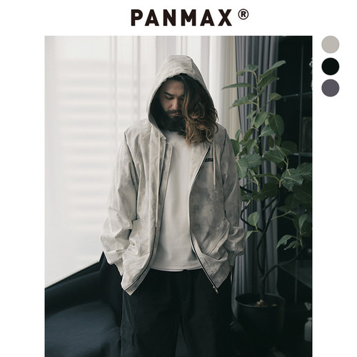 PANMAX潮牌大码男装春季新款扎染连帽外套小众设计感休闲夹克