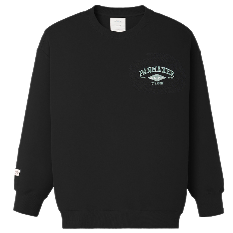 PANMAX大码男装2025秋重工气垫蜂巢刺绣肌理感圆领卫衣复古情侣装