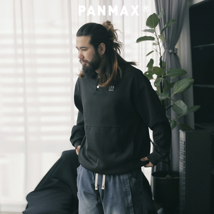 PANMAX潮牌大码男装春新款美式潮流纯色POLO衫翻领长袖卫衣