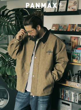 PANMAX潮牌大码男装秋冬痞帅酷美式夹克外套廓形百搭宽松通勤上衣