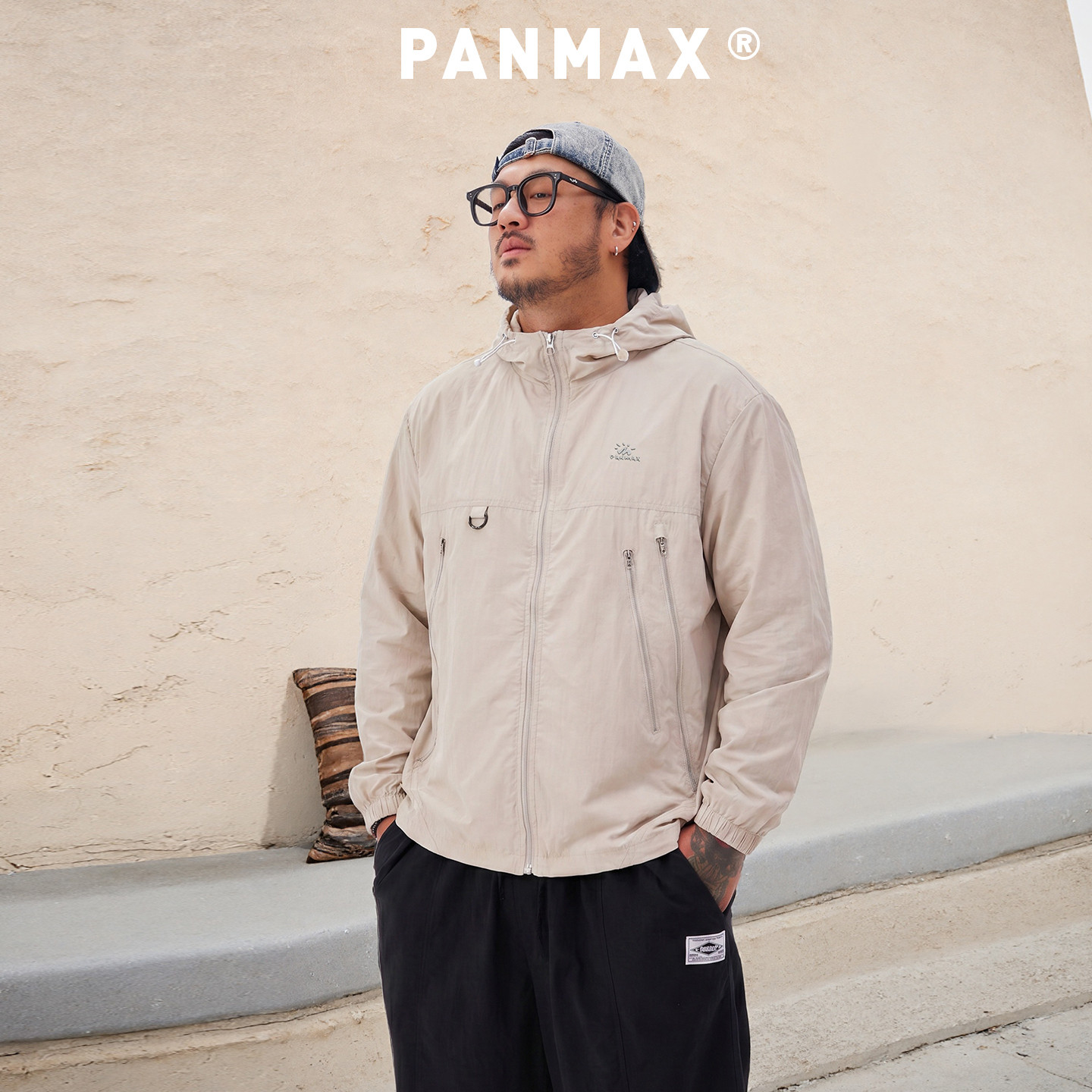 PANMAX潮牌大码男装夏款轻便透气薄外套连帽夹克工装时尚加大上衣