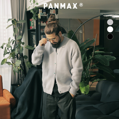 PANMAX大码潮牌男装老钱风针织开衫毛衣美式精致纽扣加大针织外套