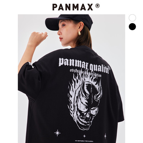PANMAX潮牌大码男装夏季新款国潮印花美式短袖T恤宽松休闲男