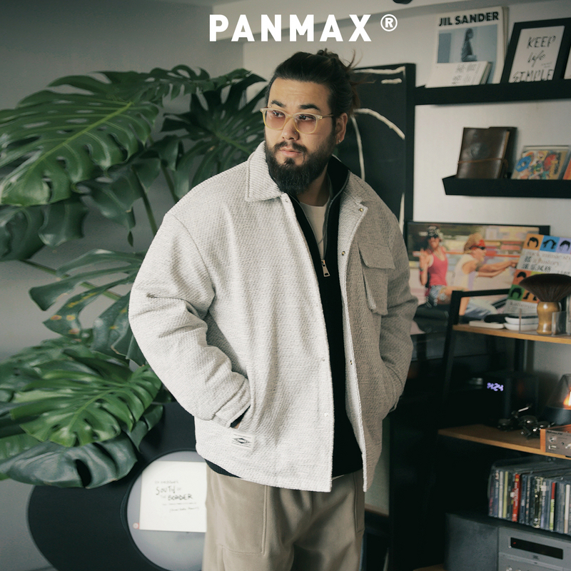 PANMAX潮牌大码男装棉服外套男士宽松休闲工装棉衣秋冬翻领夹克