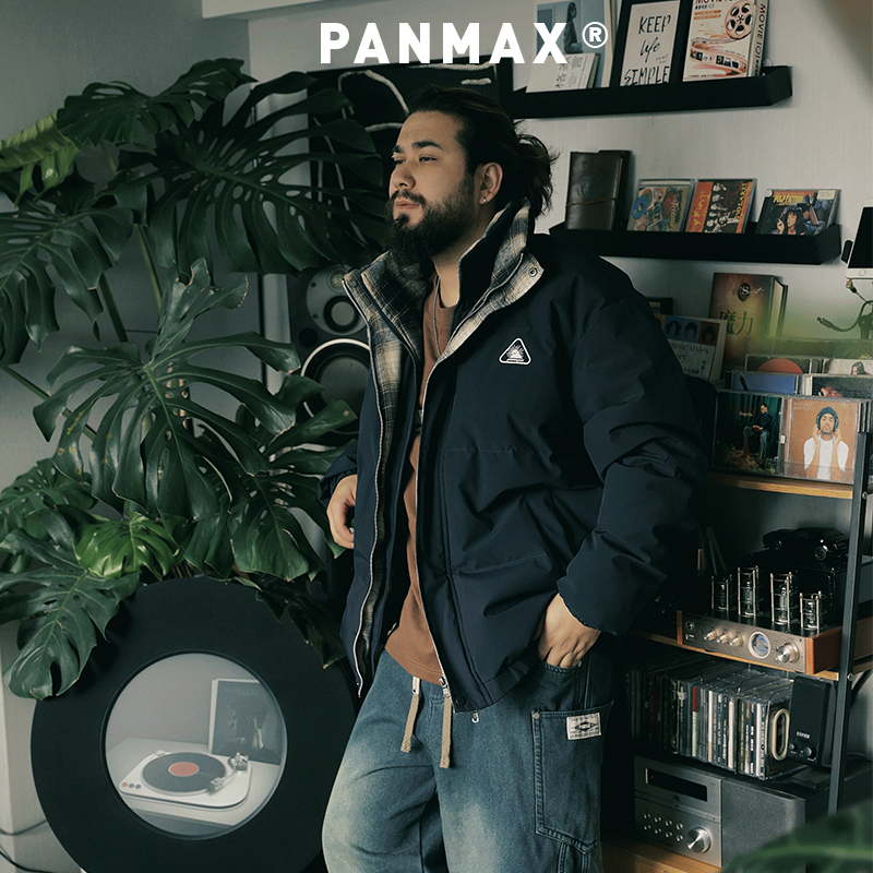 PANMAX潮牌大码男装2025冬季新款立领羽绒保暖外套工装风宽松潮流