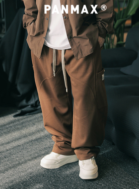 PANMAX大码潮牌男装秋季新款美式复古加肥加大直筒运动休闲卫裤