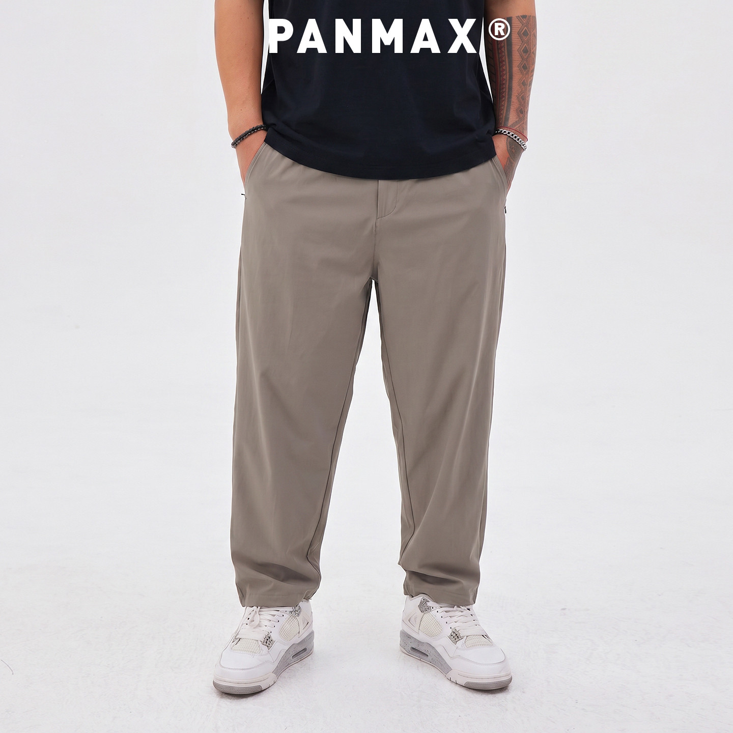 PANMAX潮牌大码2026夏季薄款休闲长裤直筒宽松弹力透气商务长裤