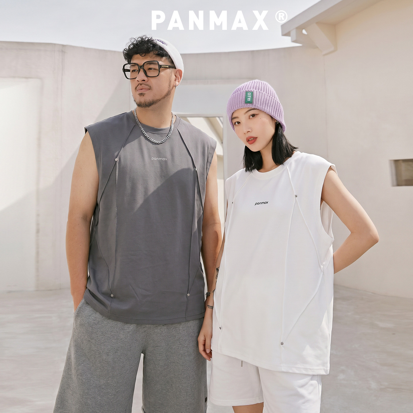 PANMAX潮牌大码空气棉质透气无袖背心宽松运动薄款宽松坎肩T恤