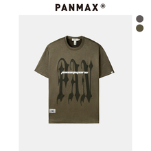 PANMAX大码男装休闲麂皮绒美式印花短袖T恤宽松胖男士帅气夏季