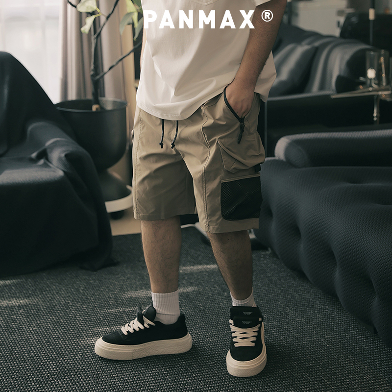 PANMAX大码男装潮牌夏款日系撞色接拼工装短裤户外山系机能五分裤