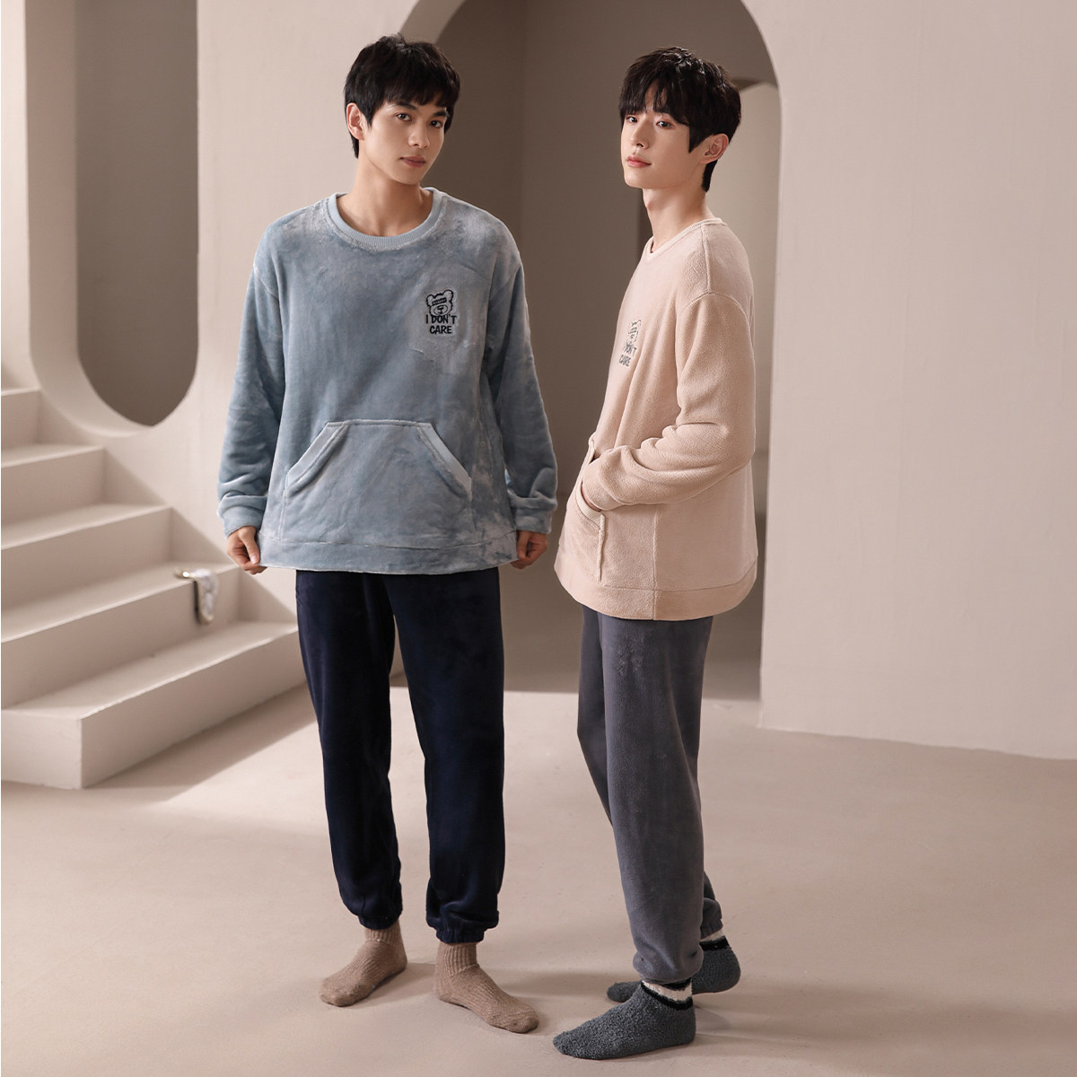 安之伴冬季法兰绒情侣睡衣一男一女套头套装加厚珊瑚绒家居服秋冬,女士内衣/男士内衣/家居服,睡衣/家居服套装,淘宝优惠券,粉丝福利购,淘宝优惠卷