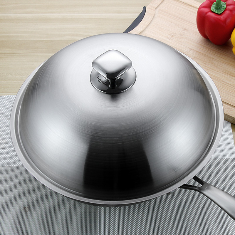 不锈钢炒锅盖子家用通用炒菜锅平底锅盖厚高拱加高30S寸32cm34厘