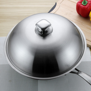 不锈钢炒锅盖子家用通用炒菜锅平底y锅盖厚高拱加高30寸32cm34厘