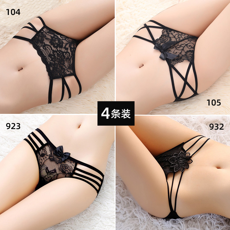 蕾丝网纱透明女士抗菌棉裆三角裤