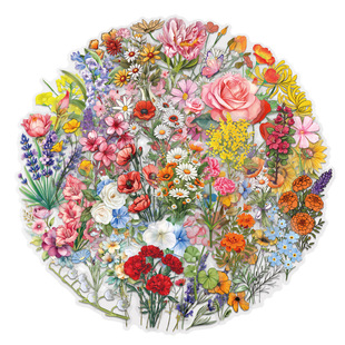 60张卡通植物花草花卉透明贴纸装饰DIY手账文具防水贴画Flowers