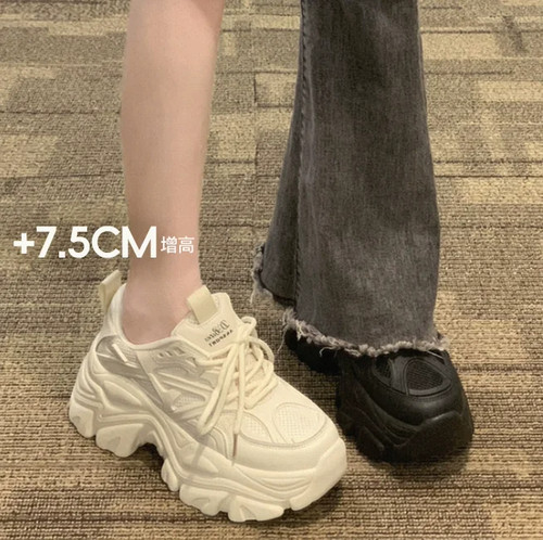 小个子松糕底柔软厚底增高老爹鞋