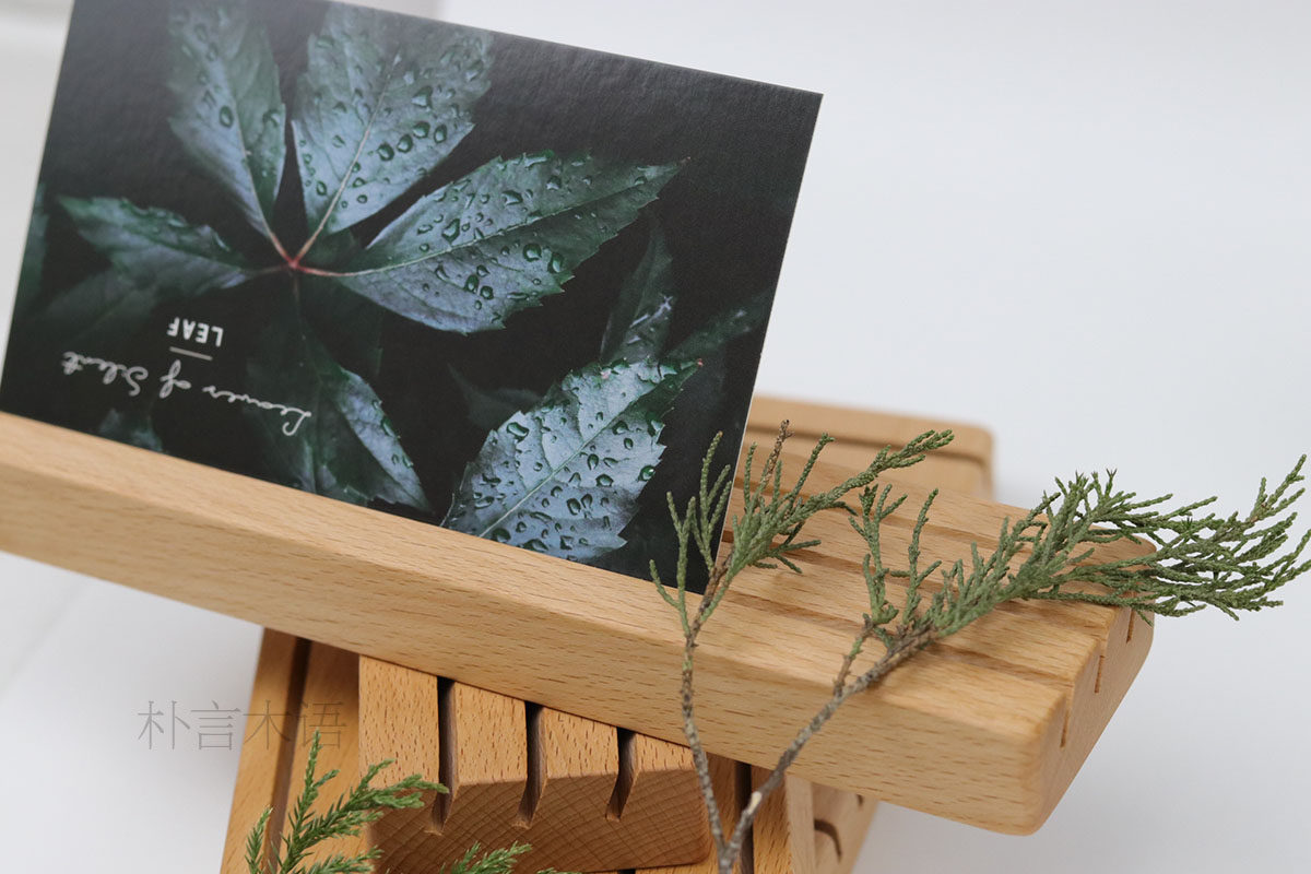 木质留言夹ins风简约照片夹复古彩色创意桌面摆件木底座便签夹子