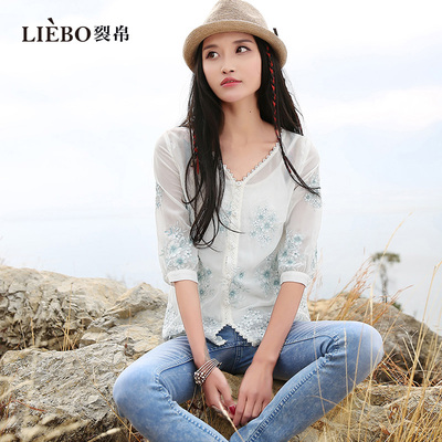 裂帛设计师款花朵刺绣衬衫