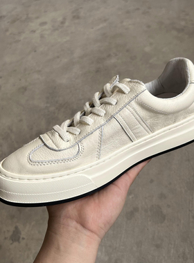 2026老爹鞋软底男士厚底小白鞋白色真皮板鞋英伦透气休闲德训鞋男