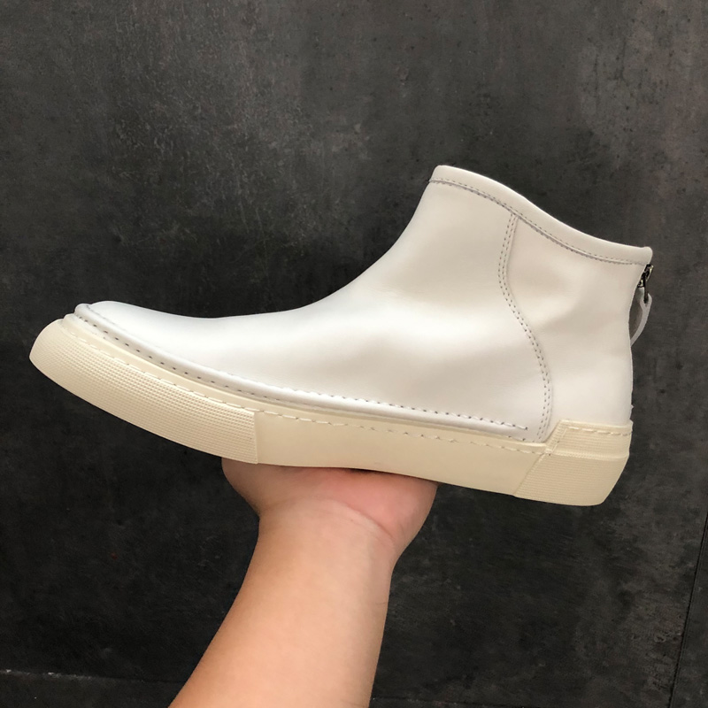 欧美简约真皮厚底马丁靴男秋冬新