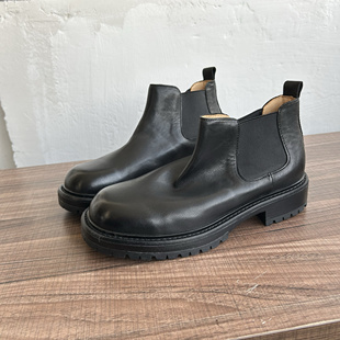 欧美复古厚底切尔西靴男马皮套筒马丁靴百搭英伦黑色工装高帮男鞋