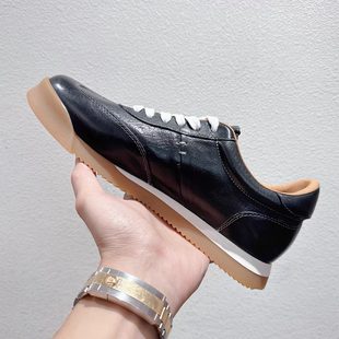 低帮舒适英伦德训鞋 秋季 黑色百搭休闲皮鞋 男韩版 复古真皮透气板鞋