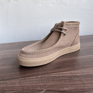 日系厚底真皮切尔西靴男春季 高帮马丁靴英伦短靴子型男沙漠靴 工装