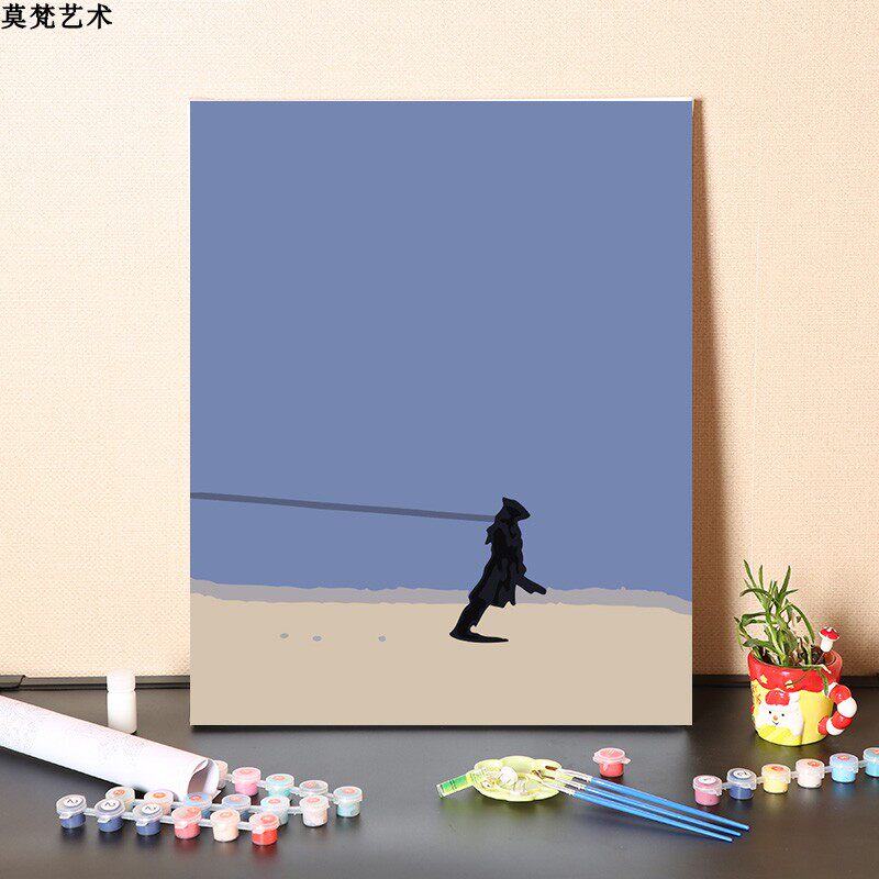 数字油画diy填充手工简约单色加勒比海盗船长填色装饰丙烯油彩画