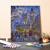 数字油画diy手工填充欧洲城市建筑风景装 饰画手绘画画涂色油彩画