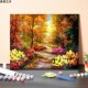 数字油画diy手工填充林间花道手绘大自然风景涂色填色画油彩画画