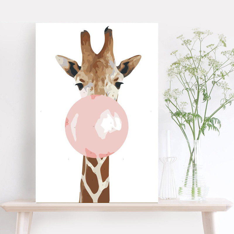 画画diy手工填充数字油画ins风简约现代动物鹿简单手绘涂色油彩画