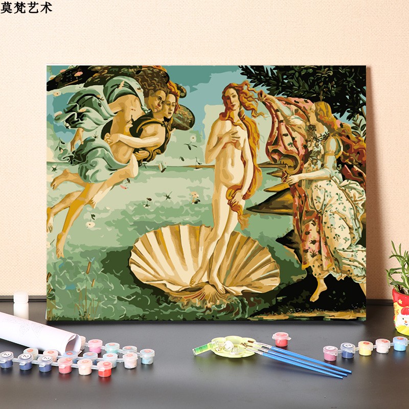 数字油画diy手工填充世界名画波提切利维纳斯的诞生涂色油彩画画