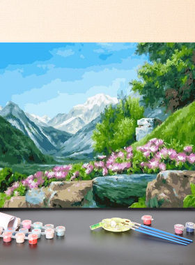 数字油画diy绿色手工春暖花开