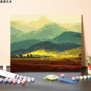 数字油画diy填充手工世界名画巨人山风景填色减压手绘油彩丙烯画