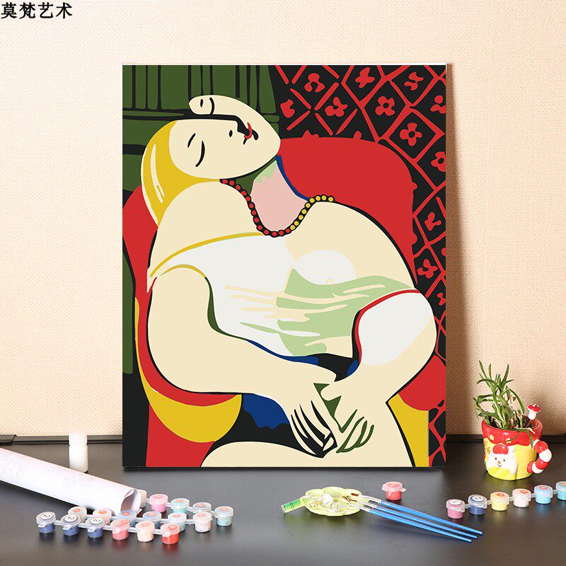 数字油画diy填充手工世界名画毕加索生命填色画欧式客厅油彩画画