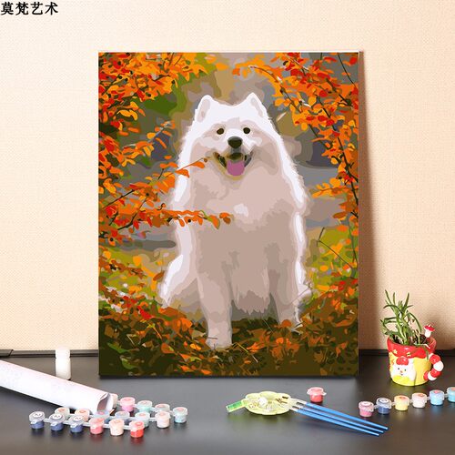 DIY手工填充微笑天使动物油画