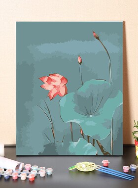 小荷才露尖尖角荷叶数字油画diy